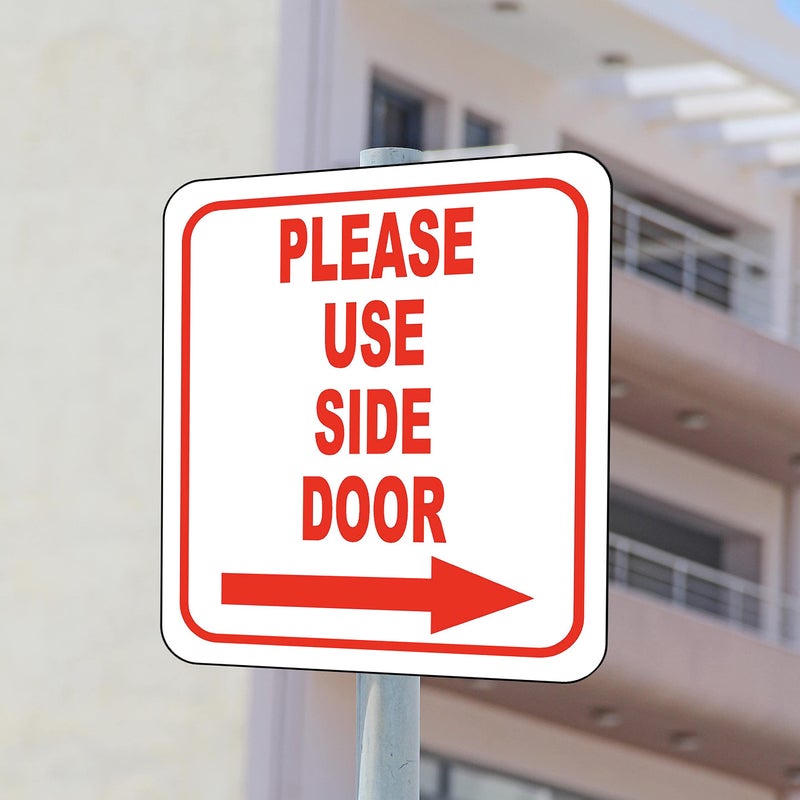 Work House Signs Please Use Side Door - Outdoor Aluminum Sign - Right Arrow - Home or Office Sign - 8.5" X 10" - Image 5